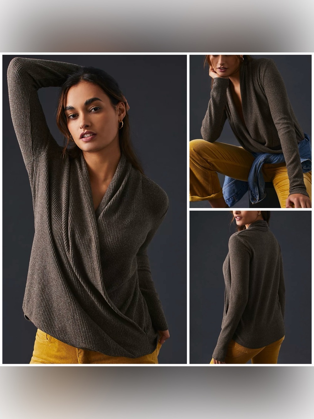 NWOT Daily Practice by Anthropologie Cross-Front Top - grey - XS